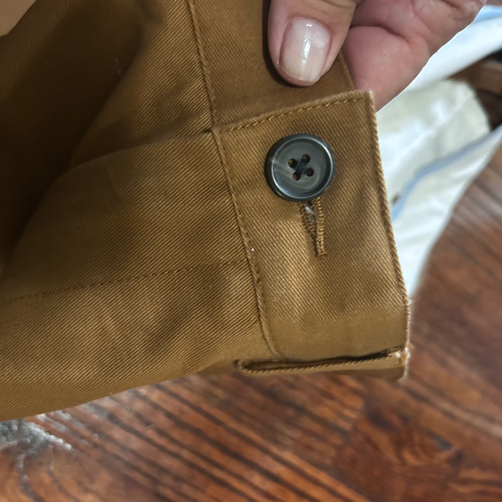 Lands' End Cream and Tan Traditional Fit Shirt